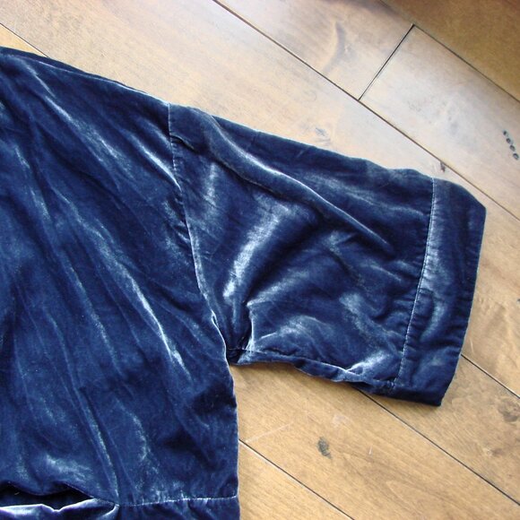 By Anthropologie Esme Blue Velvet Kimono Jacket Loose Fit Open Front Size Medium - Picture 8 of 11